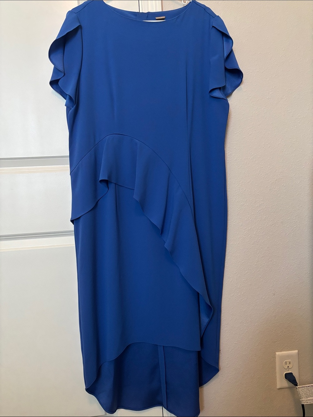 Chico’s Black Label Blue Ruffle Dress size 2